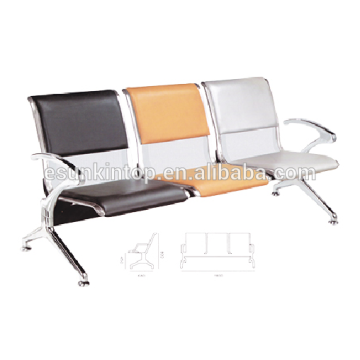 Cadeira de aeroporto PU com três assentos, apoio de braços e pernas de alumínio, design de assento em couro Pu (KS3A-3)